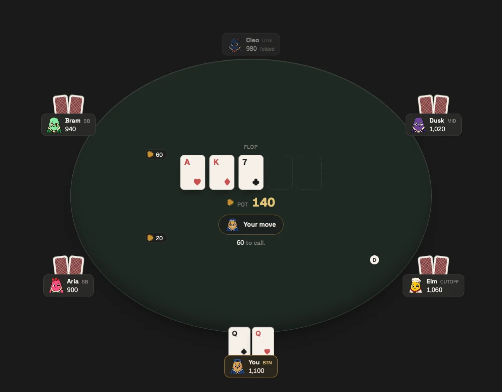 A live Social Poker table